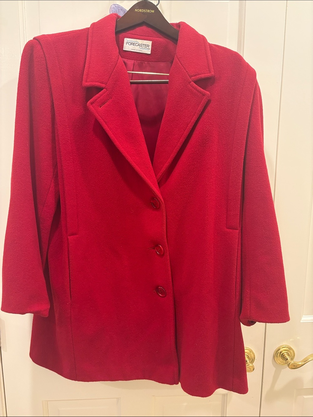 Vintage Forecaster of Boston Women’s Red Single-Breasted Wool Pea Coat